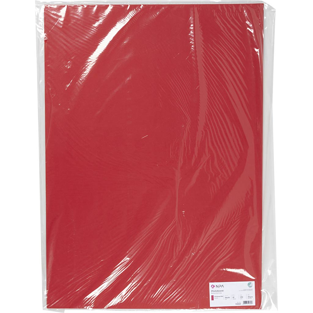Karton, ark 50x70 cm, 270 g, julerød, 10 ark/ 1 pk. - Image 2
