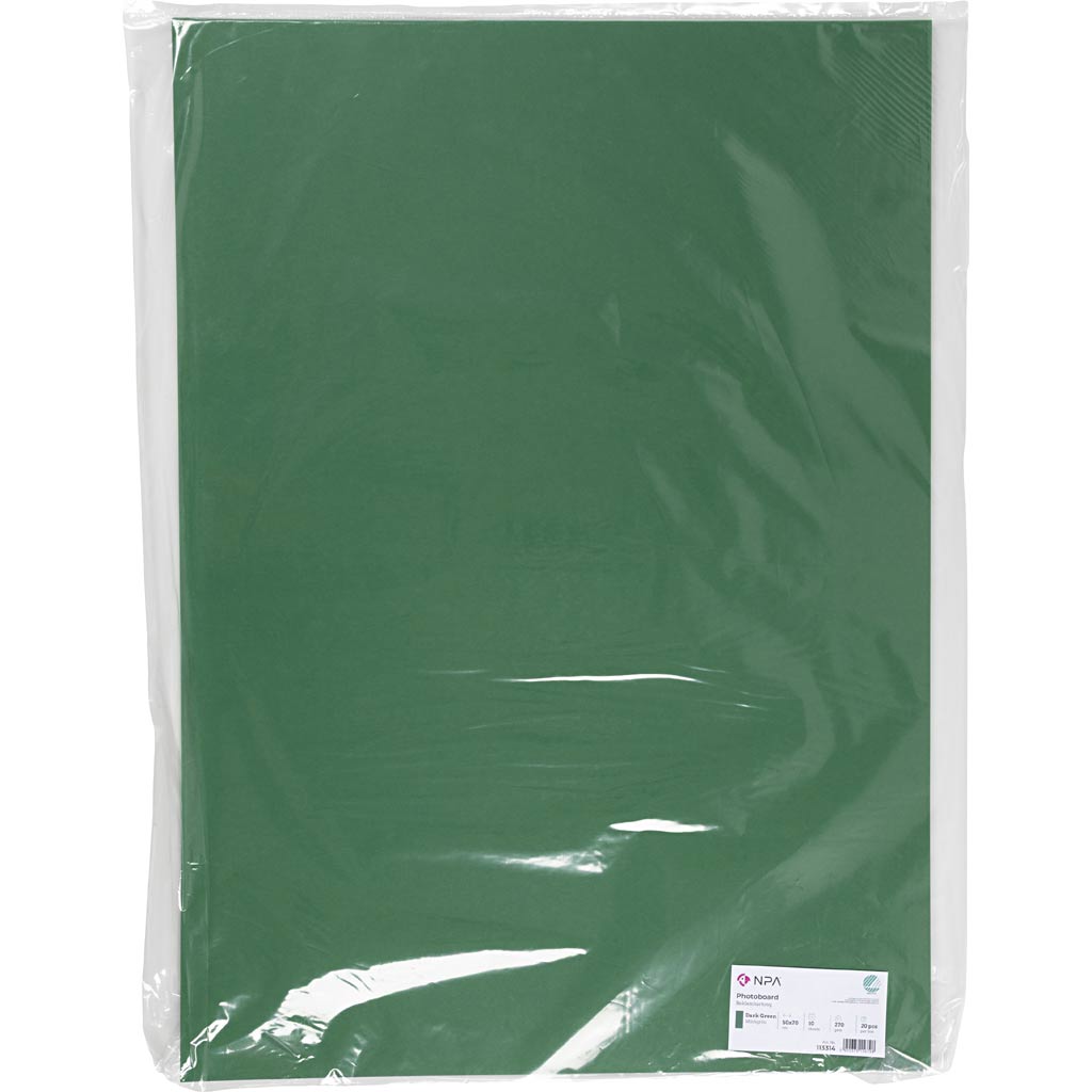 Karton, ark 50x70 cm, 270 g, mørk grøn, 10 ark/ 1 pk. - Image 2
