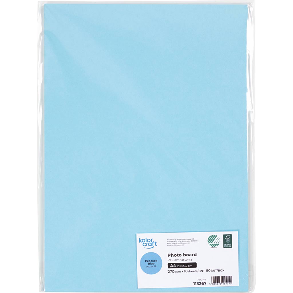Karton, A4, 270 g, lyseblå, 10 ark/ 1 pk. - Image 2