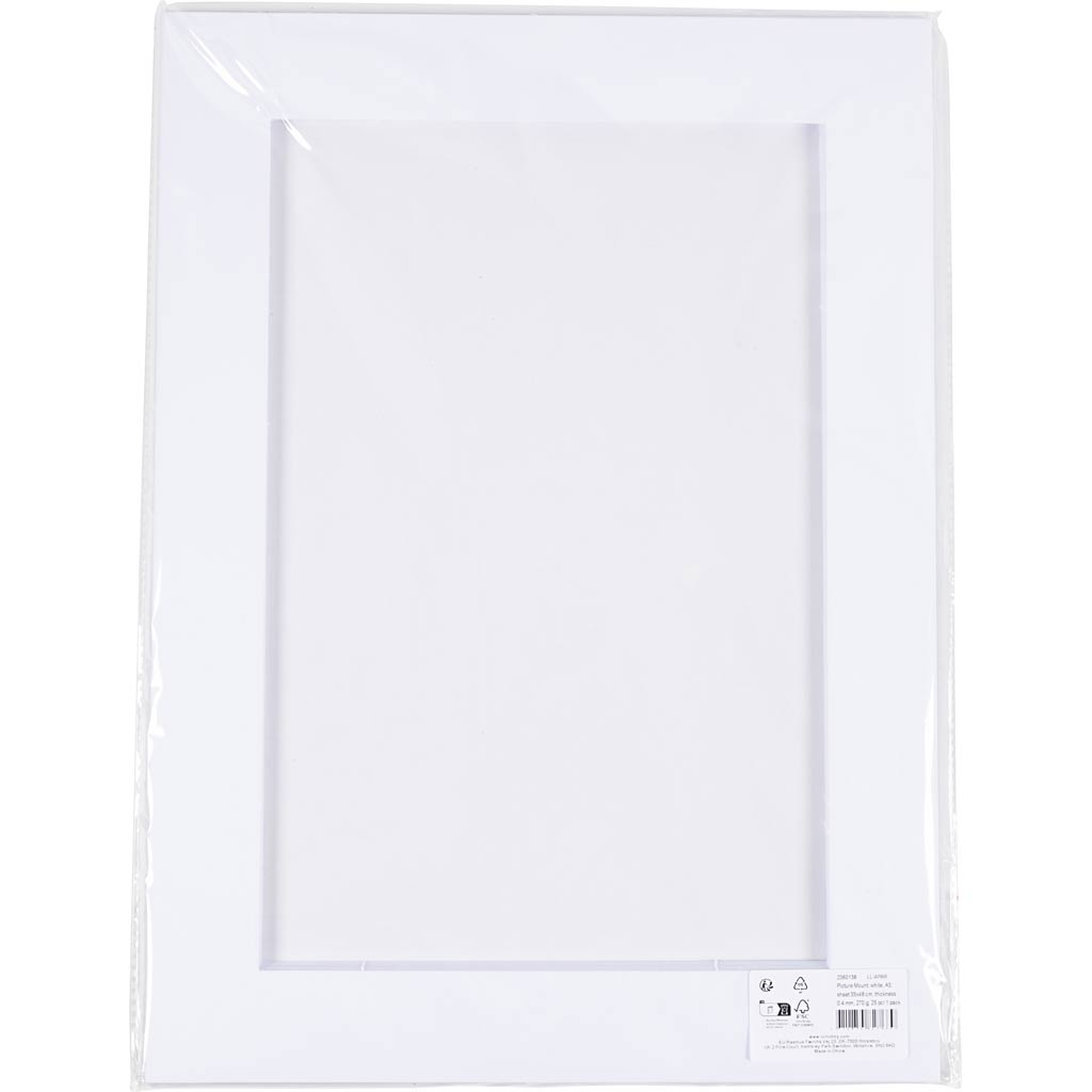 Passepartoutrammer, A3, ark 35x48 cm, tykkelse 0.4 mm, 270 g, hvid, 25 stk./ 1 pk. - Image 2