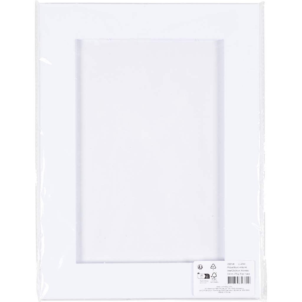 Passepartoutrammer, A4, ark 25x34 cm, tykkelse 0.4 mm, 270 g, hvid, 25 stk./ 1 pk. - Image 2