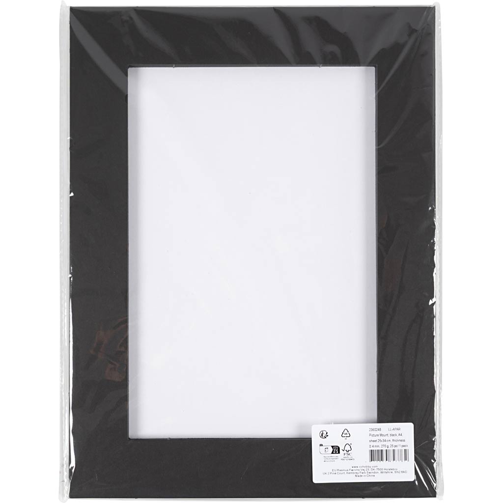 Passepartoutrammer, A4, ark 25x34 cm, tykkelse 0.4 mm, 270 g, sort, 25 stk./ 1 pk. - Image 2