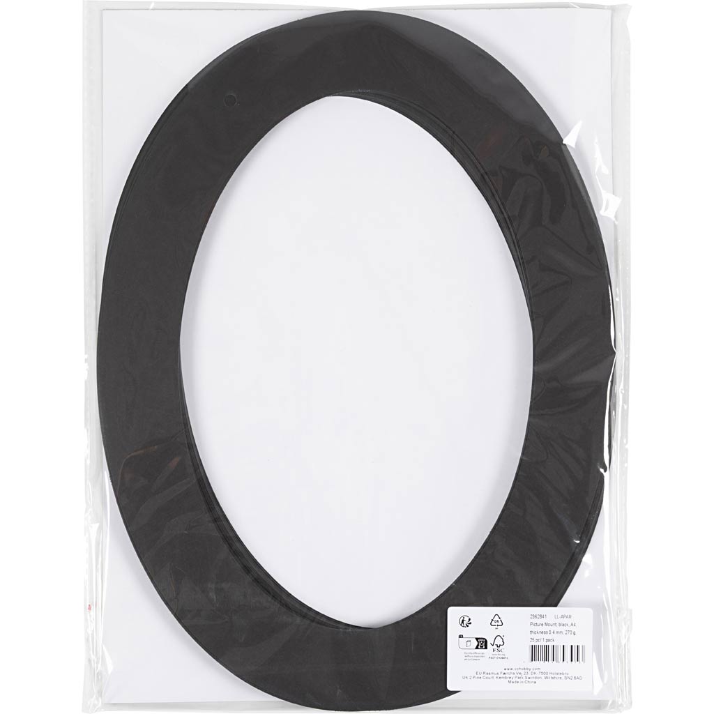 Passepartoutrammer, A4, tykkelse 0.4 mm, oval, 270 g, sort, 25 stk./ 1 pk. - Image 2