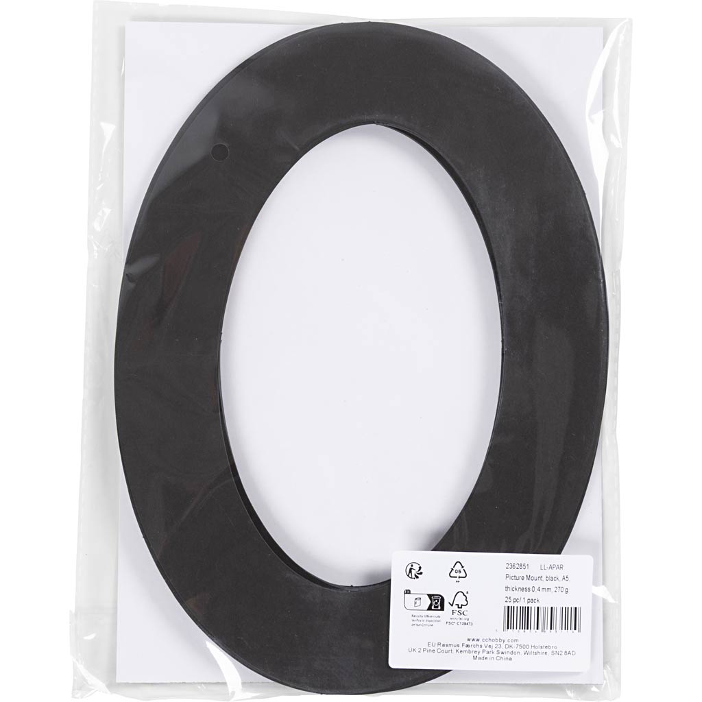 Passepartoutrammer, A5, tykkelse 0,4 mm, oval, 270 g, sort, 25 stk./ 1 pk. - Image 2