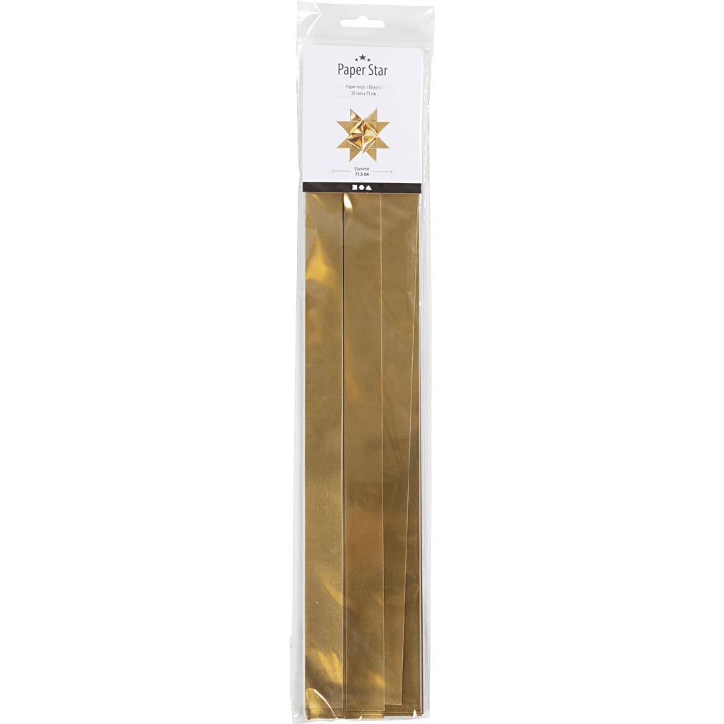 Stjernestrimler, L: 73 cm, B: 25 mm, diam. 11,5 cm, metal guld, 50 stk./ 1 pk. - Image 2