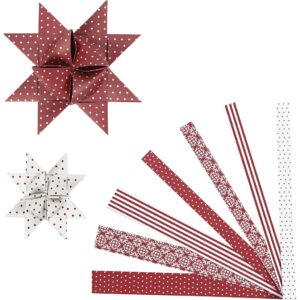 Stjernestrimler, L: 44+78 cm, diam. 6,5+11,5 cm, B: 15+25 mm, rød, hvid, 60 stk./ 1 pk.