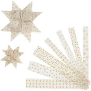 Stjernestrimler, L: 44+78 cm, diam. 6,5+11,5 cm, B: 15+25 mm, guld, hvid, 60 stk./ 1 pk.