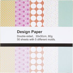 Designpapir, ark 30x30 cm, prikker, 80 g, 50 ark/ 1 pk.