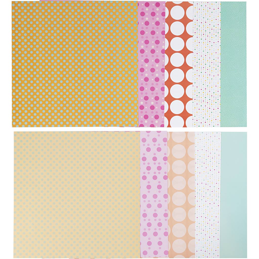 Designpapir, ark 30x30 cm, prikker, 80 g, 50 ark/ 1 pk. - Image 3