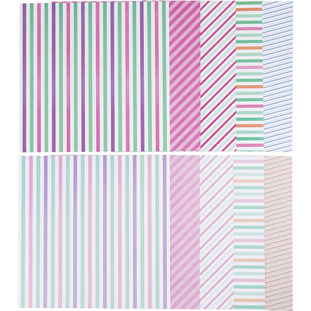 Designpapir, ark 30x30 cm, stribet, 80 g, 50 ark/ 1 pk. - Image 3