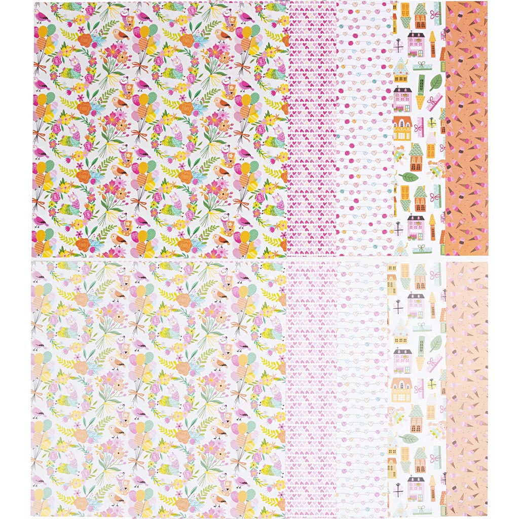 Designpapir, ark 30x30 cm, mønster, 80 g, 50 ark/ 1 pk. - Image 3