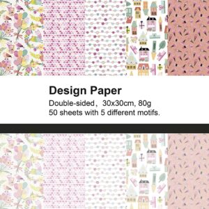 Designpapir, ass. tryk, ark 30x30 cm, 80 g, 50 ark/ 1 pk.