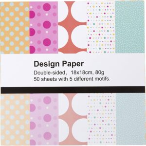 Designpapir, ark 18x18 cm, prikker, 80 g, 50 ark/ 1 pk.