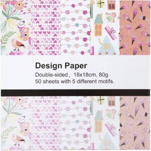Designpapir, ark 18x18 cm, mønster, 80 g, 50 ark/ 1 pk.