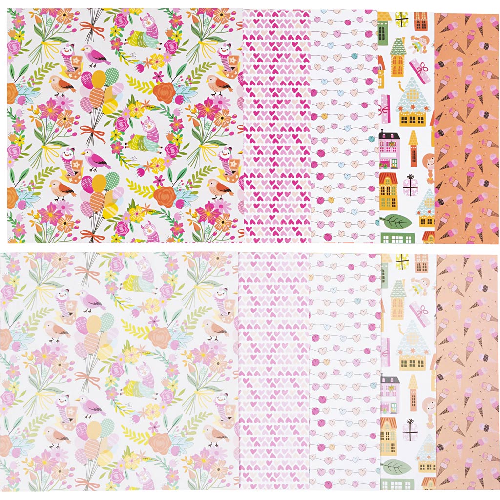 Designpapir, ark 18x18 cm, mønster, 80 g, 50 ark/ 1 pk. - Image 3