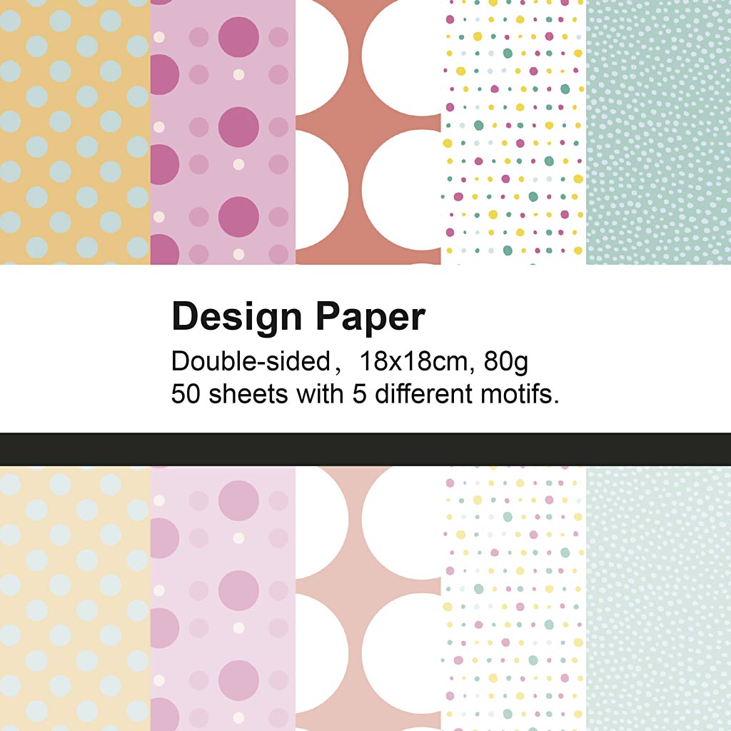 Designpapir, prikket, ark 15x15 cm, 80 g, 50 ark/ 1 pk.