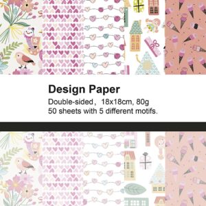 Designpapir, mønster, ark 15x15 cm, 80 g, 50 ark/ 1 pk.
