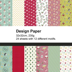 Designpapir, juledesign 2, ark 32x32 cm, 230 g, 24 ark/ 1 pk.