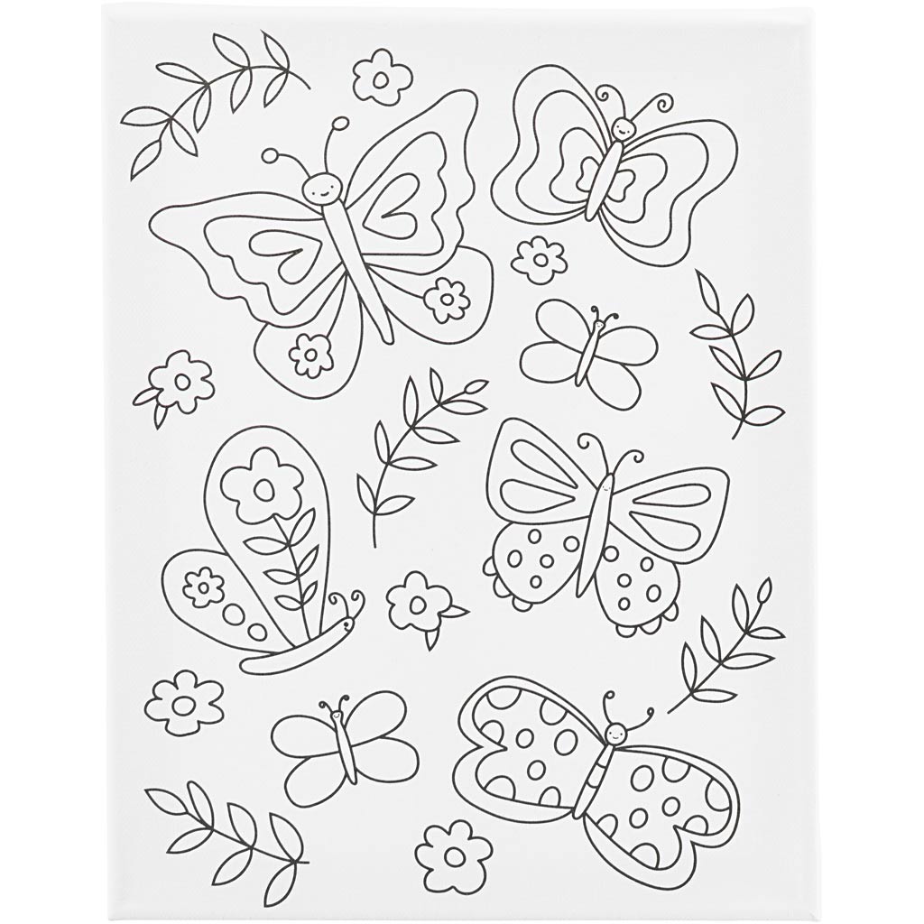Malerlærred med print, Sommerfugle, D: 1,6 cm, str. 24x30 cm, 360 g, 1 stk.