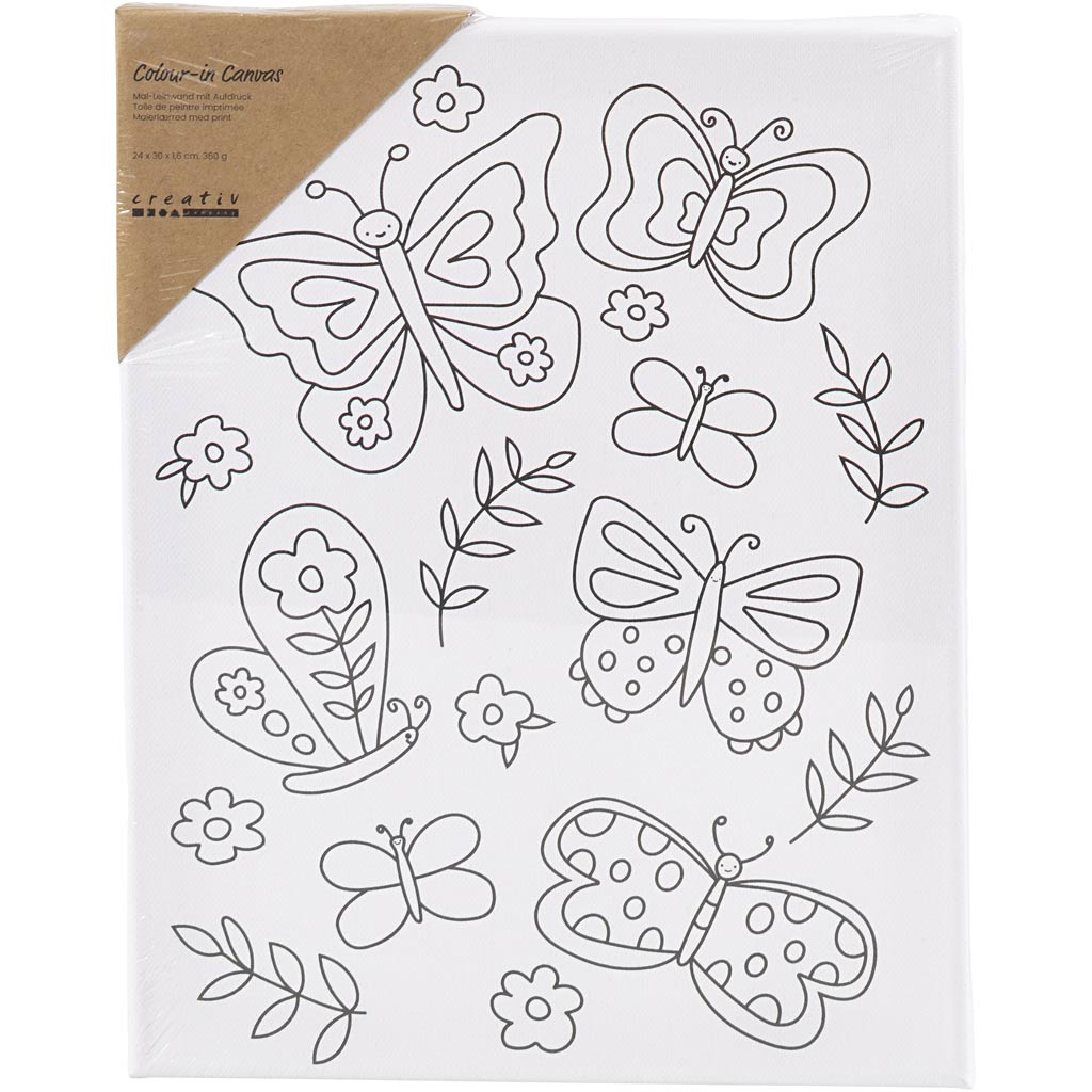 Malerlærred med print, Sommerfugle, D: 1,6 cm, str. 24x30 cm, 360 g, 1 stk. - Image 2