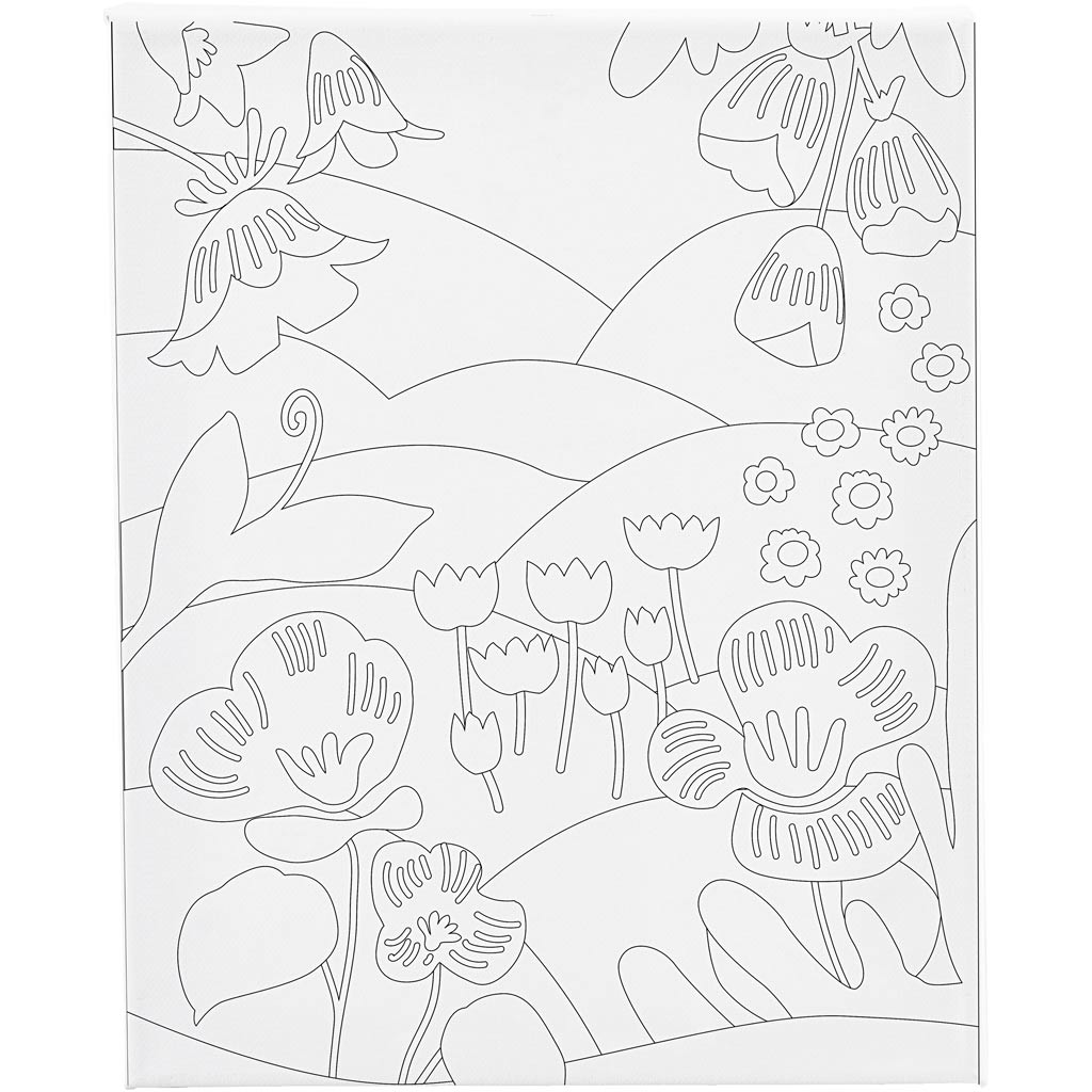 Malerlærred med print, Blomsterlandskab, D: 1,6 cm, str. 24x30 cm, 360 g, 1 stk.