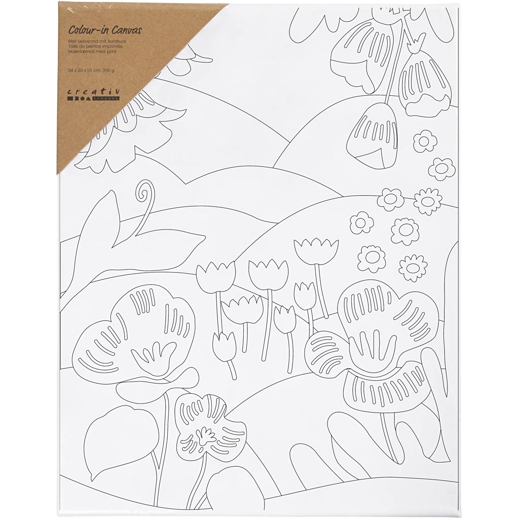 Malerlærred med print, Blomsterlandskab, D: 1,6 cm, str. 24x30 cm, 360 g, 1 stk. - Image 2