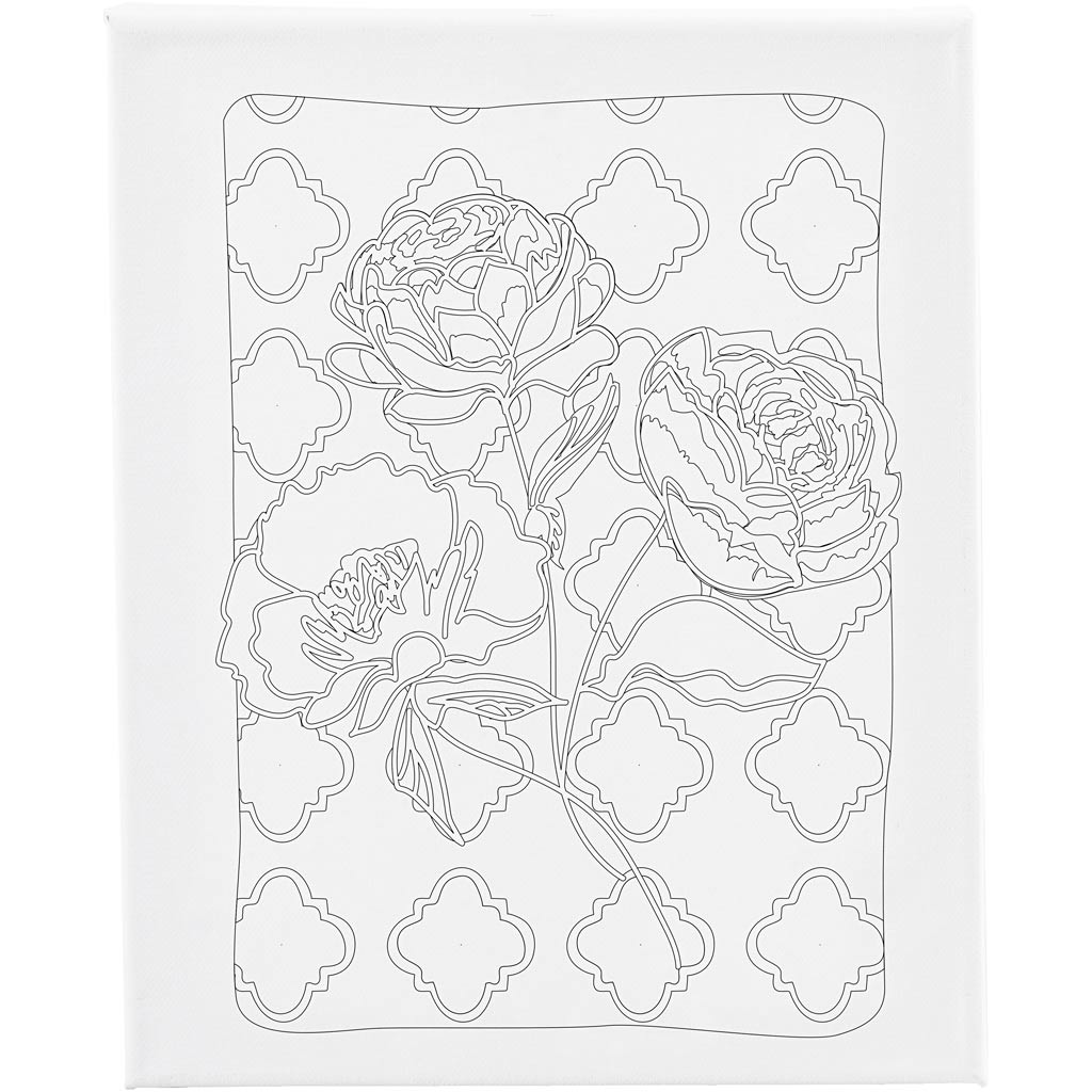 Malerlærred med print, Roser, D: 1,6 cm, str. 24x30 cm, 360 g, 1 stk.