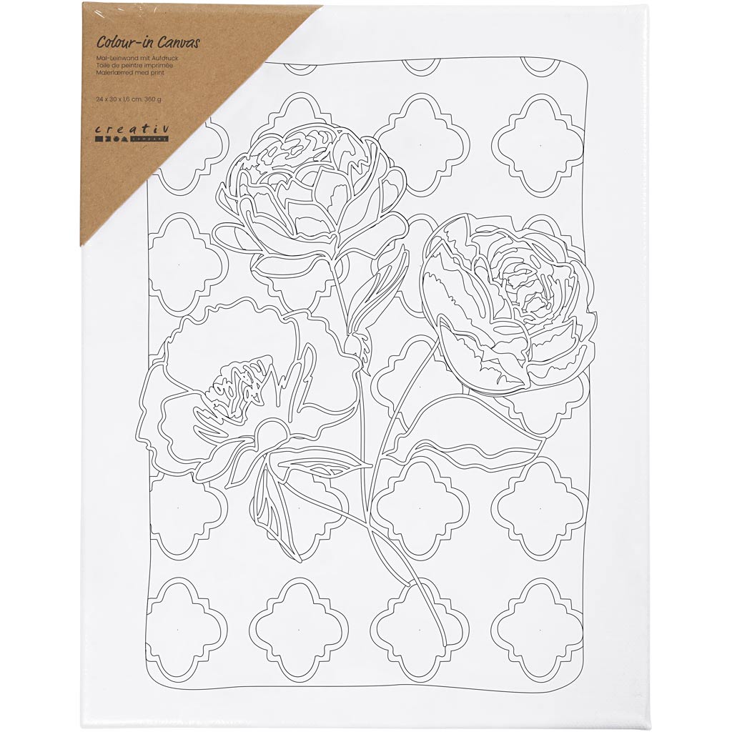 Malerlærred med print, Roser, D: 1,6 cm, str. 24x30 cm, 360 g, 1 stk. - Image 2