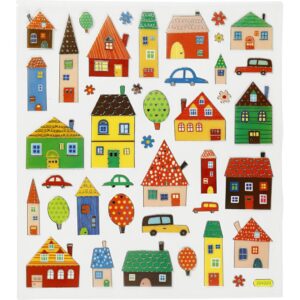 Stickers, byliv, ark 15x16,5 cm, 1 ark