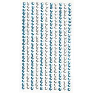 Rhinsten, ark 16x9,5 cm, str. 4-6 mm, blå, sølv, 1 ark