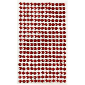Rhinsten, ark 16x9,5 cm, str. 4-6 mm, rød, 1 ark