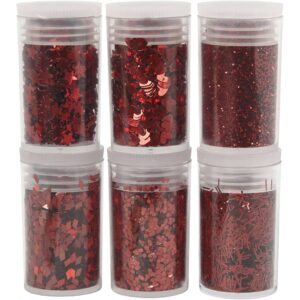Bio-glimmer & Pailletter, rød, 6x7 ml/ 1 pk.