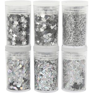 Bio-glimmer & Pailletter, sølv, 6x7 ml/ 1 pk.