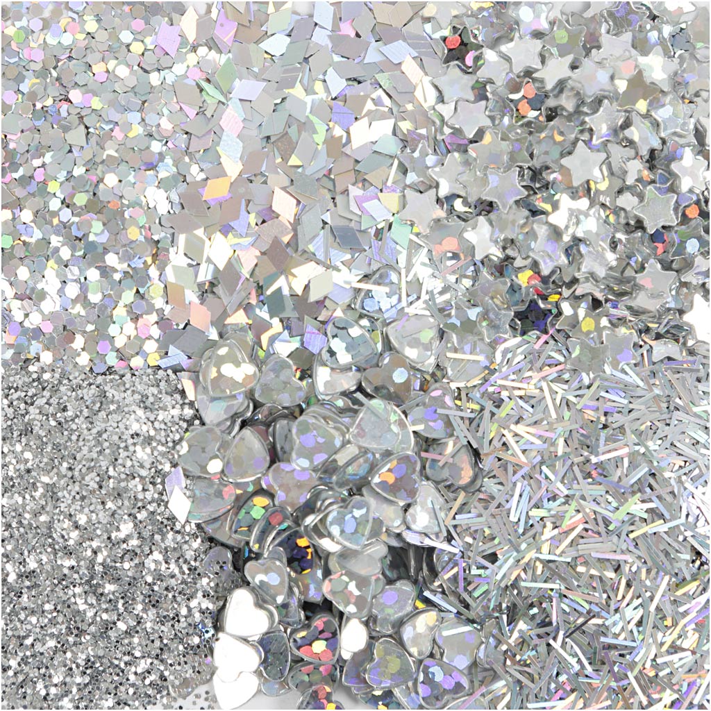 Bio-glimmer & Pailletter, sølv, 6x7 ml/ 1 pk. - Image 4