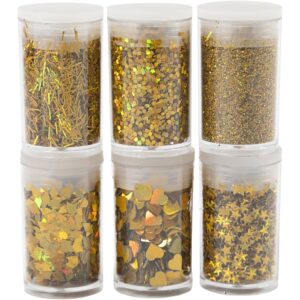 Bio-glimmer & Pailletter, guld, 6x7 ml/ 1 pk.