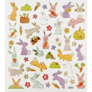 Stickers, påskeharer, ark 15x16,5 cm, 1 ark