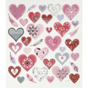 Stickers, hjerter, ark 15x16,5 cm, 1 ark