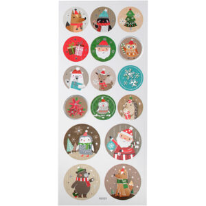 Stickers, jul, B: 30+40 mm, ark 10x23 cm, ca. 16 stk., 1 ark
