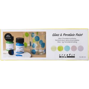 Glas- og Porcelænsmaling, mat frost, halvtransparent, colorful, 5x30 ml/ 1 pk.