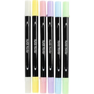 Tekstiltusch, streg 2,3+3,6 mm, pastelfarver, 6 stk./ 1 pk.