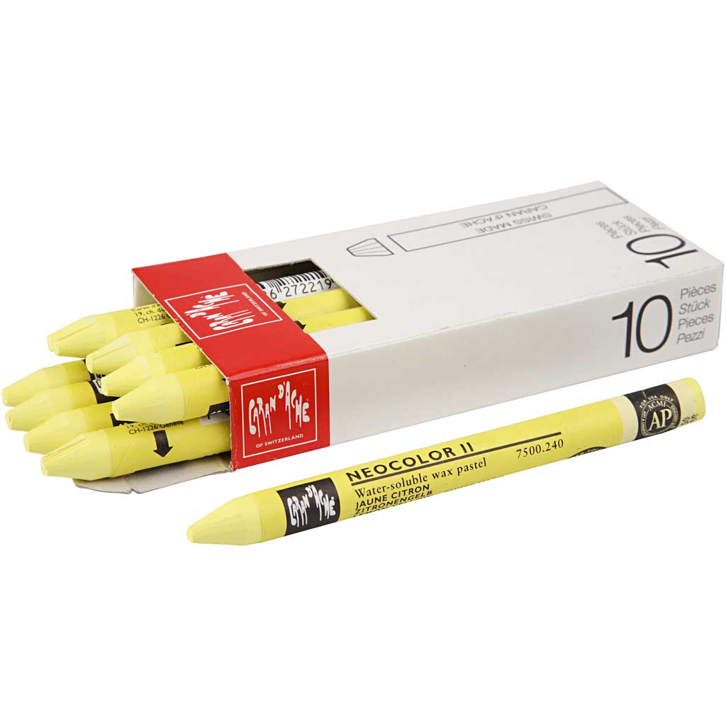 CARAN D?ACHE Neocolor II, L: 10 cm, tykkelse 8,5 mm, lemon yellow (240), 10 stk./ 1 pk.
