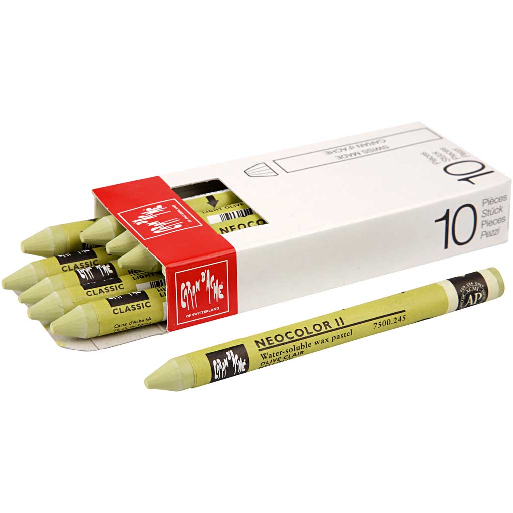 CARAN D?ACHE Neocolor II, L: 10 cm, tykkelse 8,5 mm, light olive (245), 10 stk./ 1 pk.