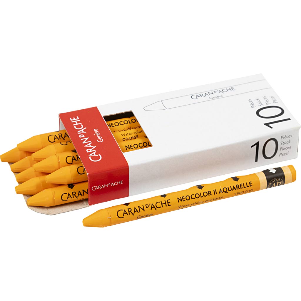 CARAN D?ACHE Neocolor II, L: 10 cm, tykkelse 8,5 mm, orangish yellow (031), 10 stk./ 1 pk.