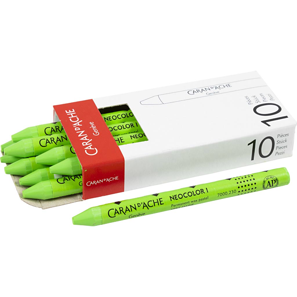 CARAN D?ACHE Neocolor II, L: 10 cm, tykkelse 8,5 mm, grass green (220), 10 stk./ 1 pk.