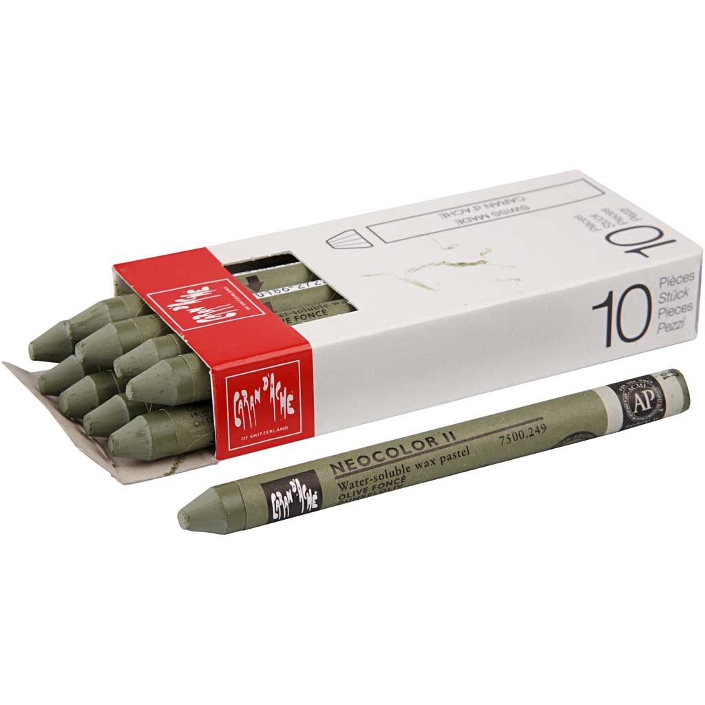 CARAN D?ACHE Neocolor II, L: 10 cm, tykkelse 8,5 mm, olive (249), 10 stk./ 1 pk.