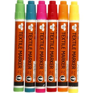 Tekstiltusch, streg 2-4 mm, neonfarver, 12 stk./ 1 pk.