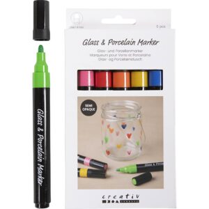 Glas- og Porcelænstusch, streg 1-4 mm, halvdækkende, colorful, 6 stk./ 1 pk.