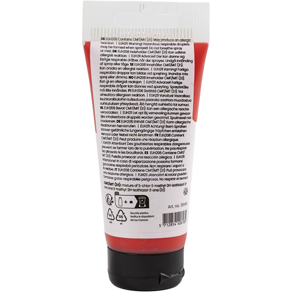 Art Akrylmaling, halvblank, halvdækkende, kadmium rød, 75 ml/ 1 fl. - Image 3
