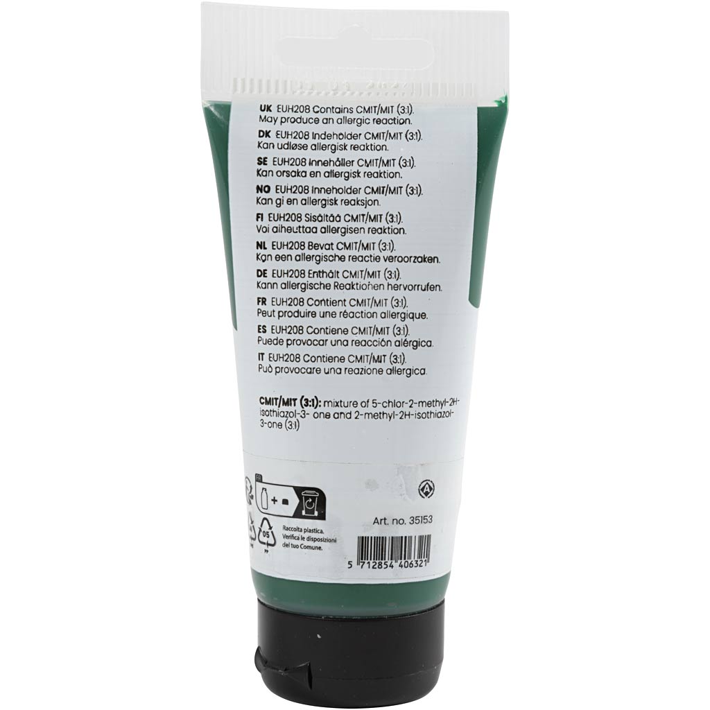 Art Akrylmaling, halvblank, dækkende, mørk grøn, 75 ml/ 1 fl. - Image 3