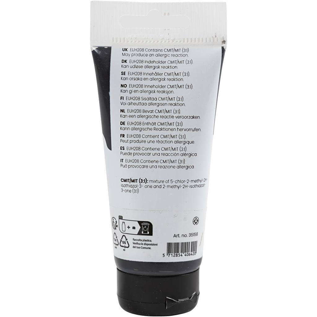 Art Akrylmaling, halvblank, dækkende, sort, 75 ml/ 1 fl. - Image 3